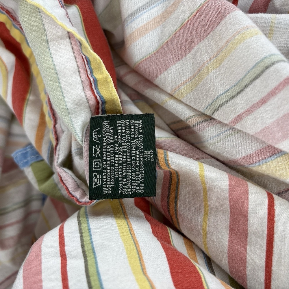 Vintage Ralph Lauren Harbor View Stripe Sheet Set King Flat & Fitted Cotton USA - Picture 6 of 8